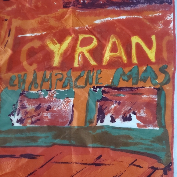 Vintage 60's Moulin Rouge Scarf Artistic Paris Scene Neckerchief  26"×26" - Picture 6 of 9